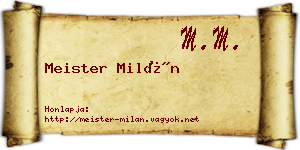 Meister Milán névjegykártya